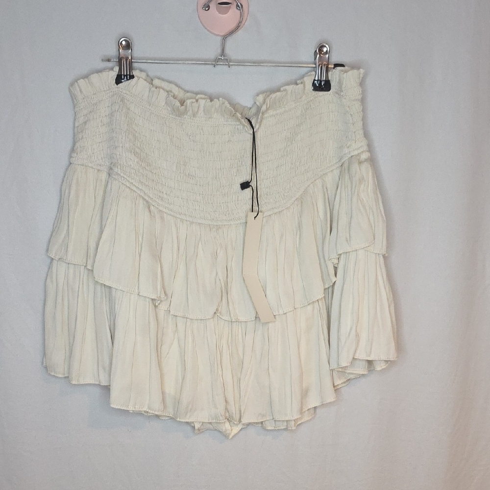 Mustard Seed Cream Ruffled Mini Skort - Picture 2 of 4